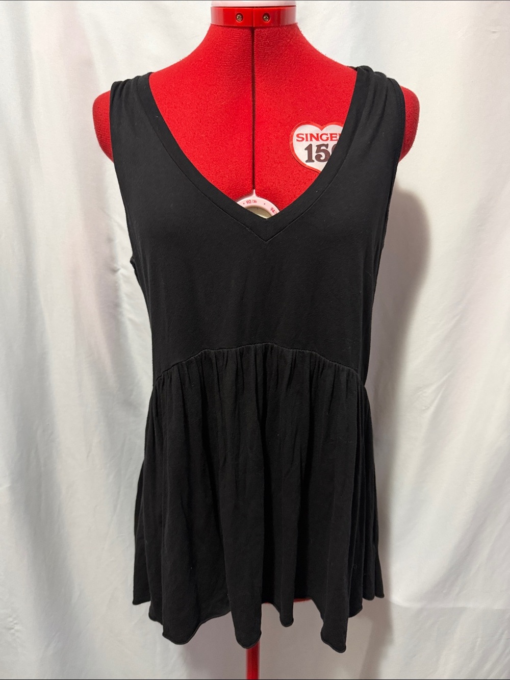 T.La Black V-Neck Sleeveless Peplum Tunic